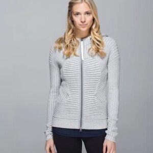 Lululemon Embrace knit zip up sweater - gray